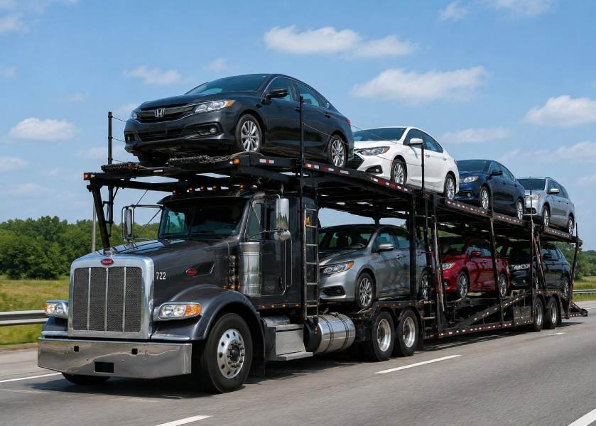 Car carrier truck transporting vehicles