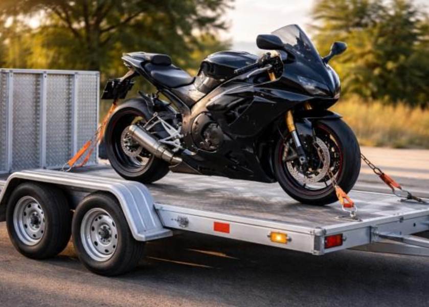 Motorcycle ready for shipping